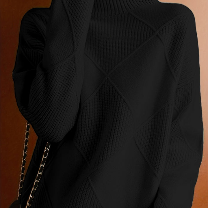 Emily | Diamond Knit Turtleneck Sweater