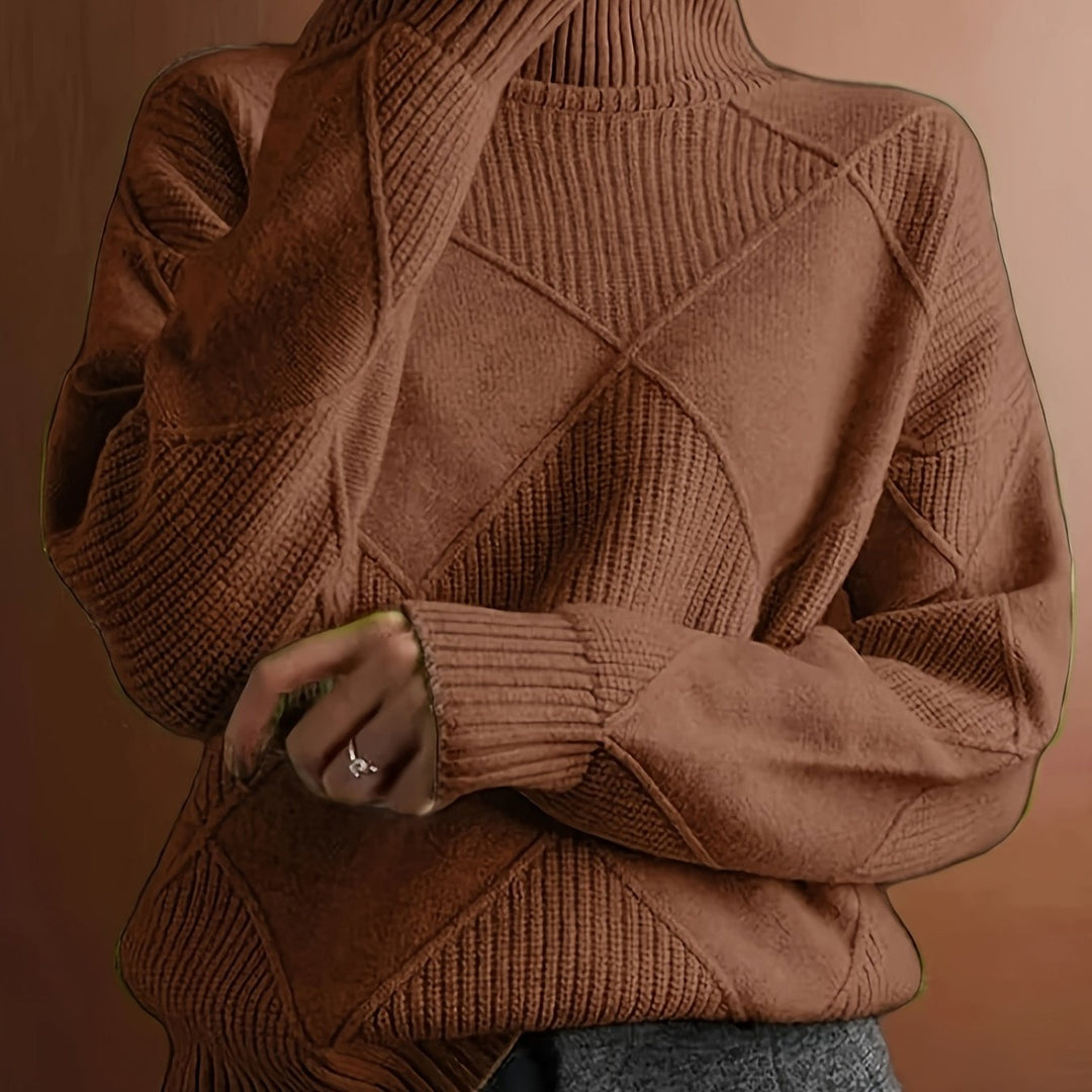 Emily | Diamond Knit Turtleneck Sweater