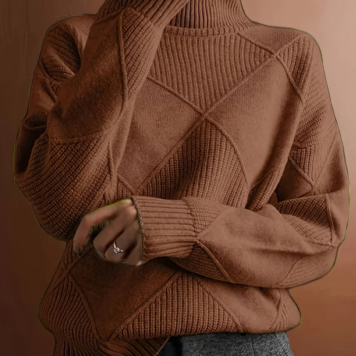 Emily | Diamond Knit Turtleneck Sweater