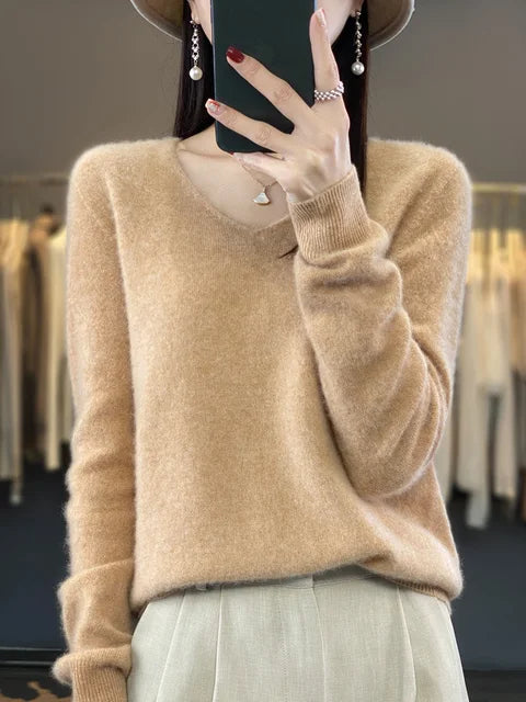 Alice | Soft Fuzzy V-Neck Sweater