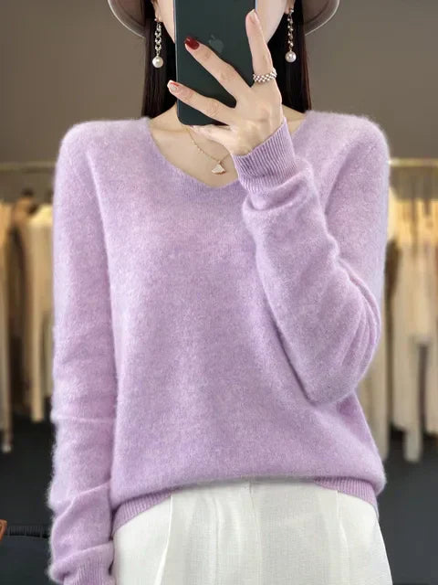 Alice | Soft Fuzzy V-Neck Sweater