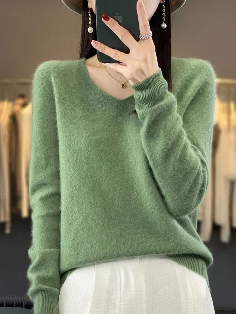 Alice | Soft Fuzzy V-Neck Sweater