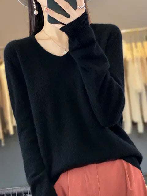 Alice | Soft Fuzzy V-Neck Sweater
