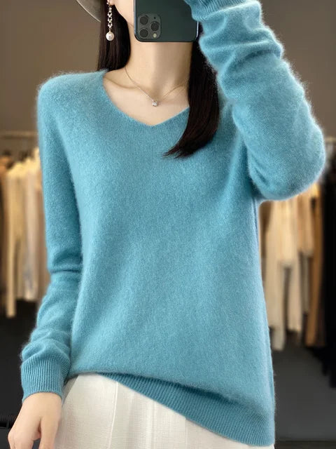 Alice | Soft Fuzzy V-Neck Sweater