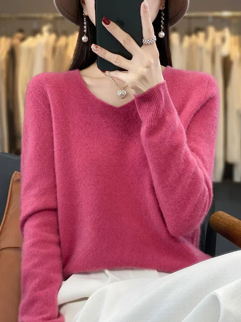 Alice | Soft Fuzzy V-Neck Sweater