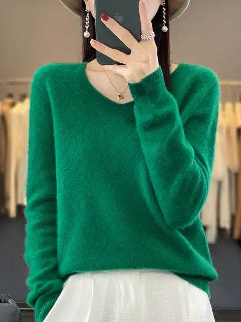 Alice | Soft Fuzzy V-Neck Sweater