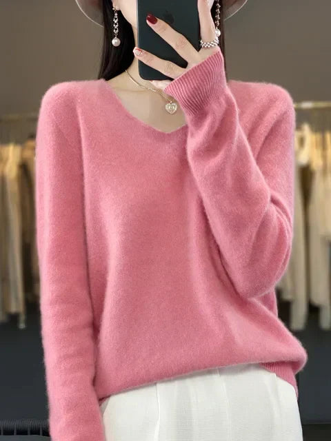 Alice | Soft Fuzzy V-Neck Sweater