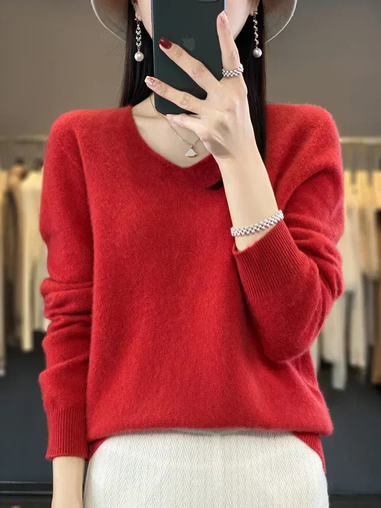 Alice | Soft Fuzzy V-Neck Sweater
