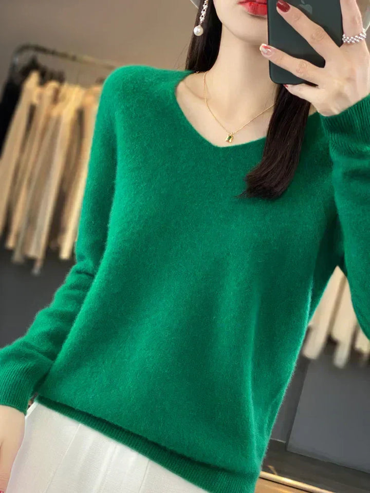 Alice | Soft Fuzzy V-Neck Sweater