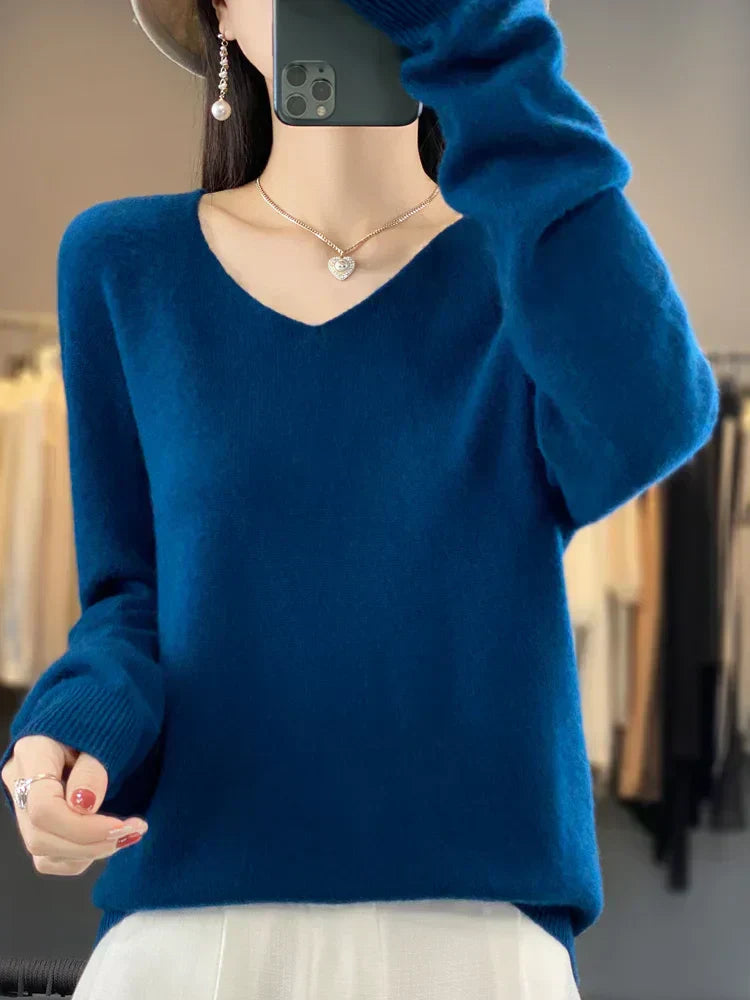 Alice | Soft Fuzzy V-Neck Sweater