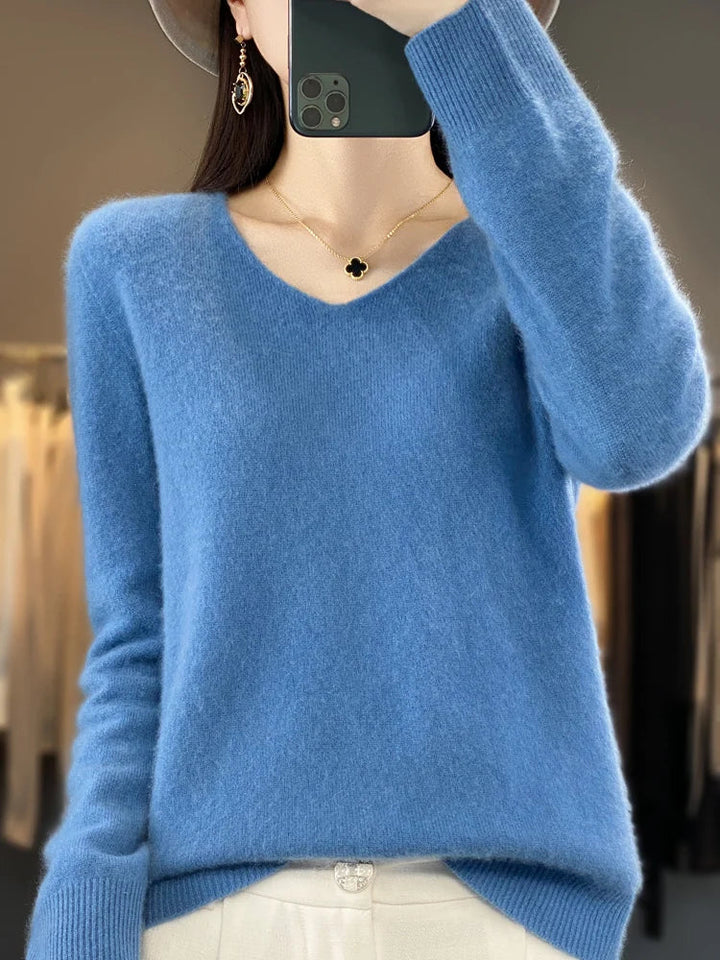 Alice | Soft Fuzzy V-Neck Sweater