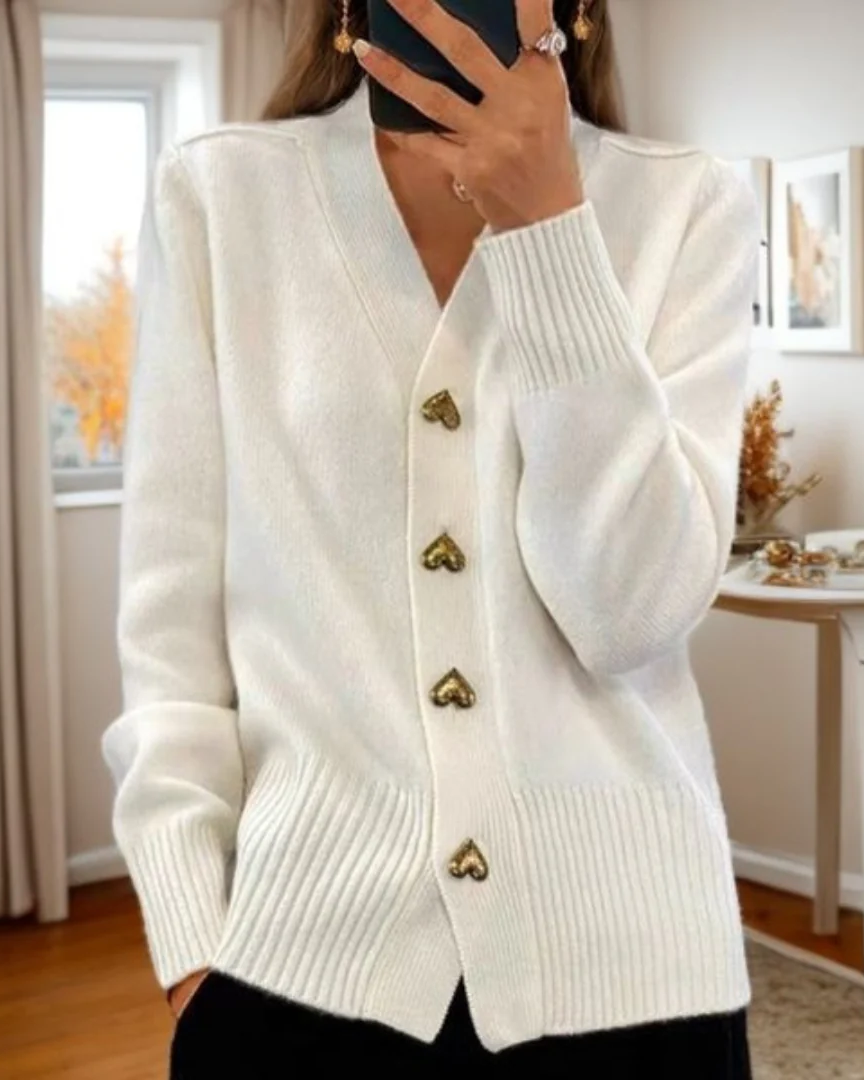 Casey | Elegant Heart Button Cardigan