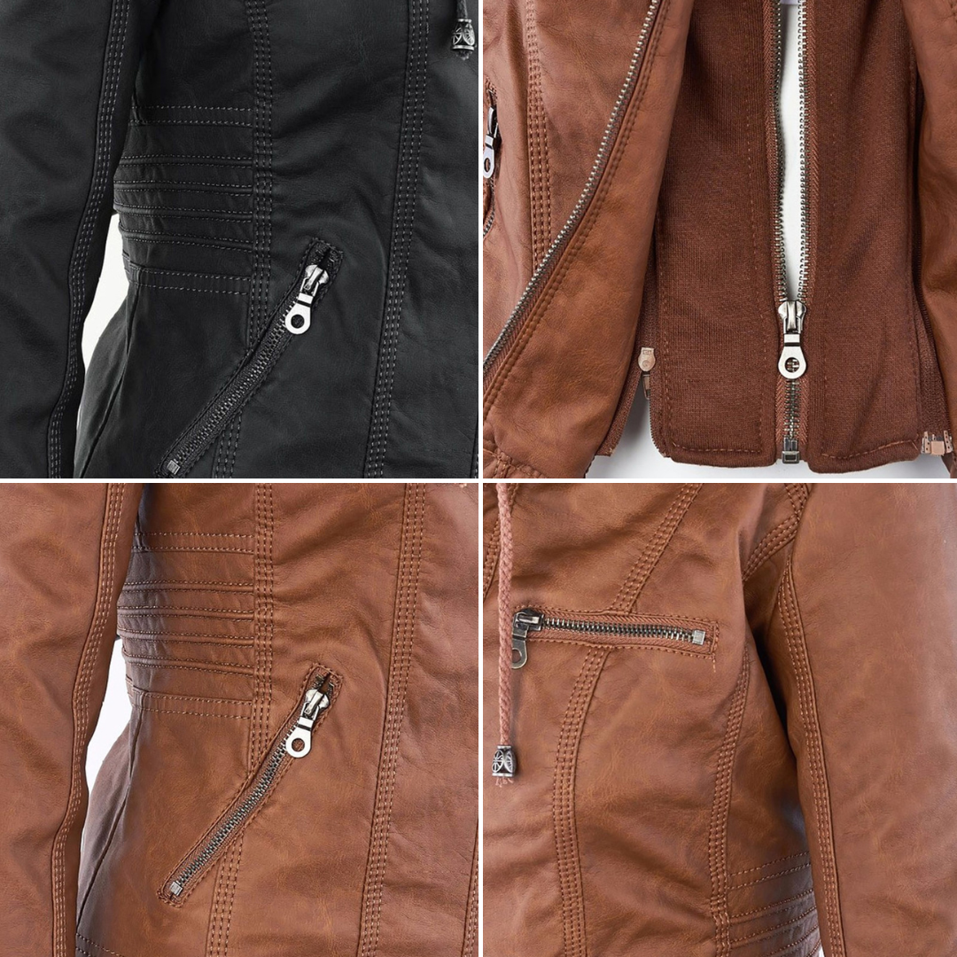 Mayfair | Stylish leather jacket with hood