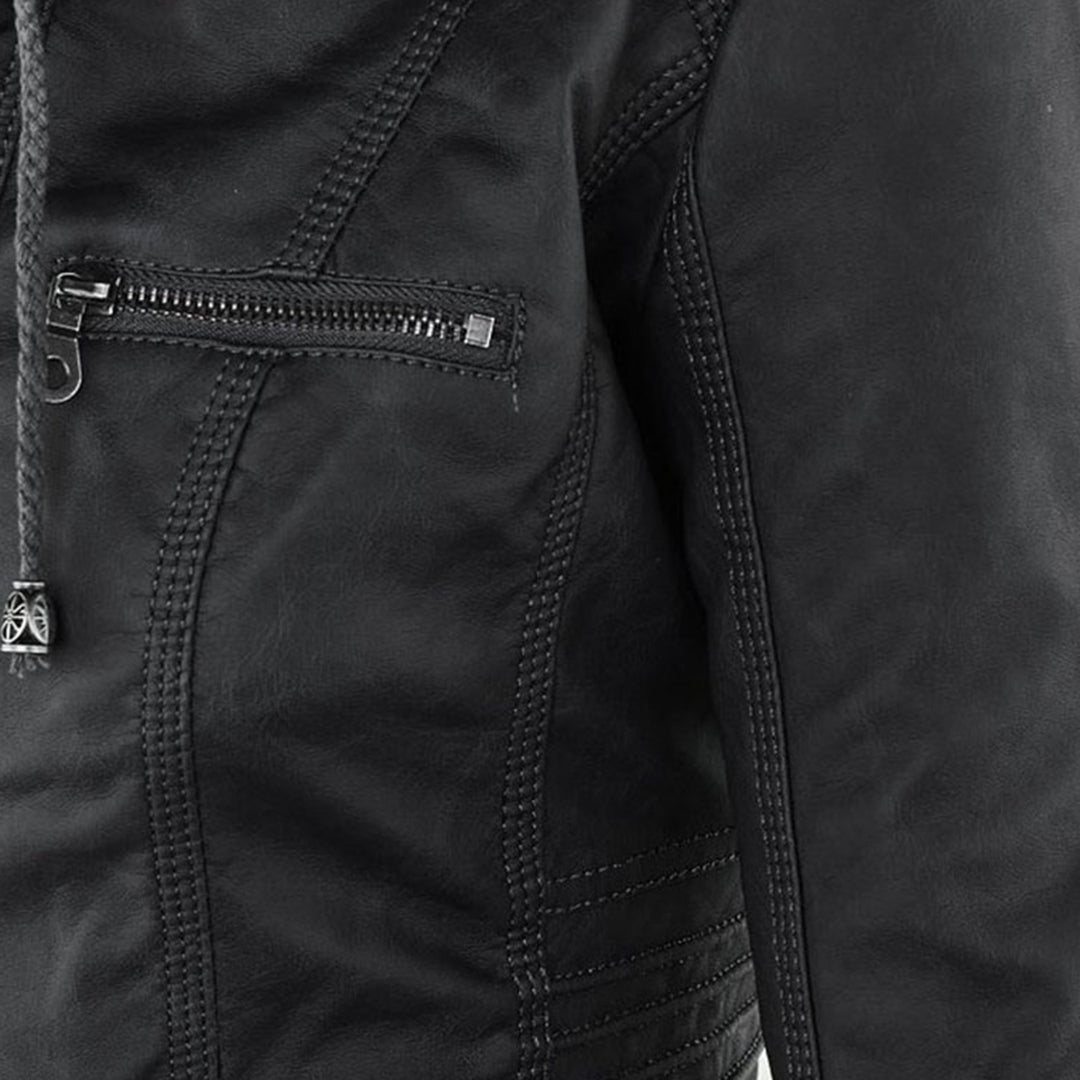 Mayfair | Stylish leather jacket with hood