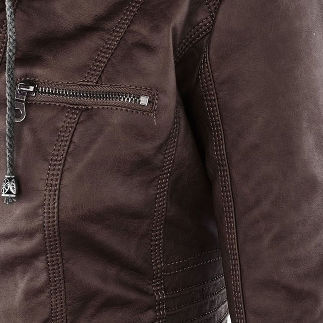 Mayfair | Stylish leather jacket with hood