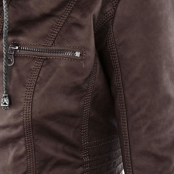 Mayfair | Stylish leather jacket with hood