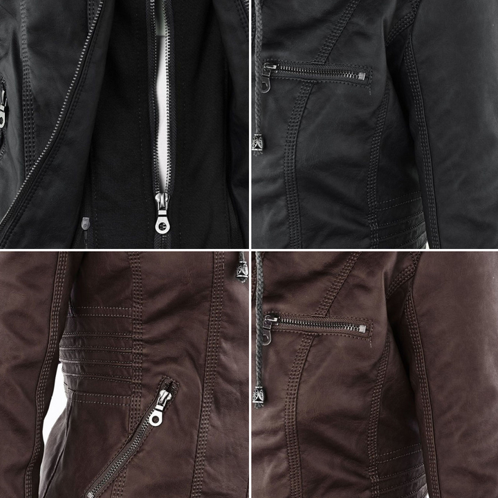 Mayfair | Stylish leather jacket with hood