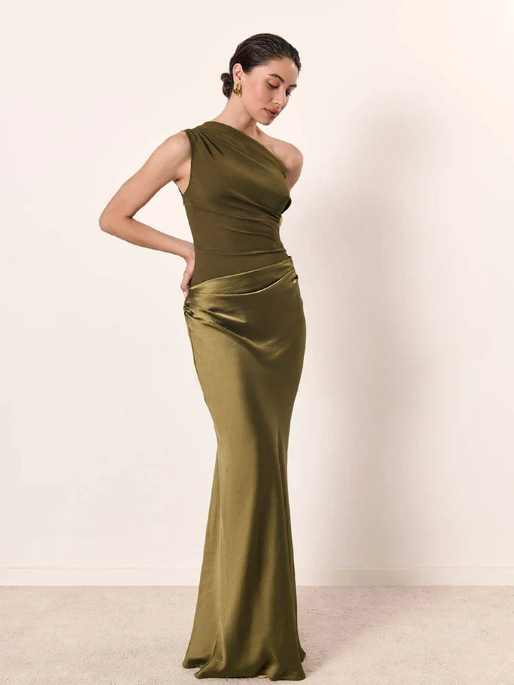 Sophie | One-Shoulder Satin Maxi Dress