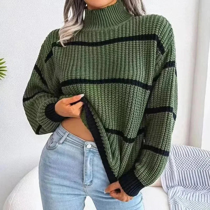 Alicia | Classic Striped Turtleneck Sweater