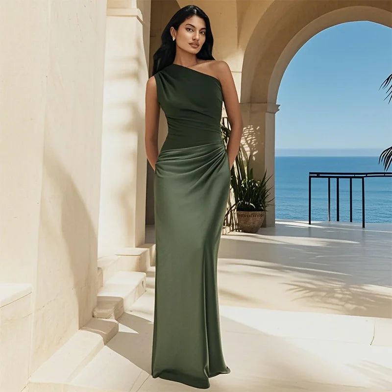 Sophie | One-Shoulder Satin Maxi Dress