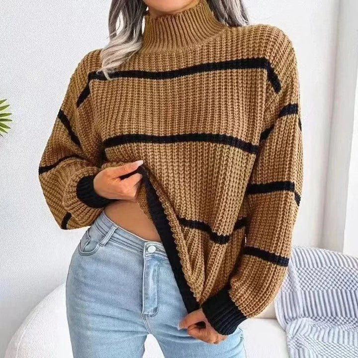 Alicia | Classic Striped Turtleneck Sweater