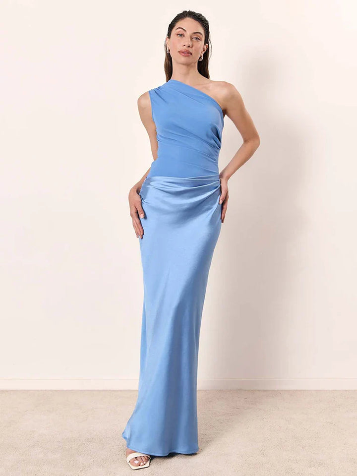 Sophie | One-Shoulder Satin Maxi Dress