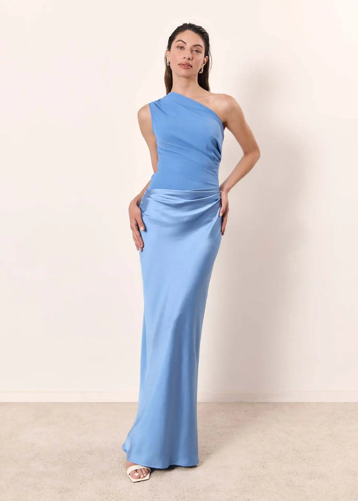 Sophie | One-Shoulder Satin Maxi Dress