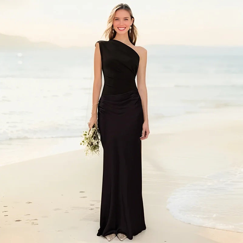 Sophie | One-Shoulder Satin Maxi Dress