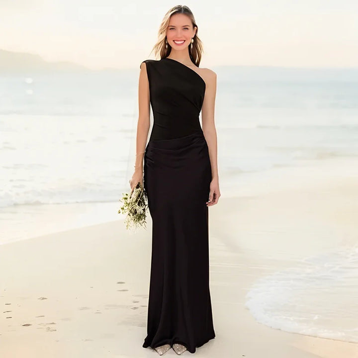 Sophie | One-Shoulder Satin Maxi Dress