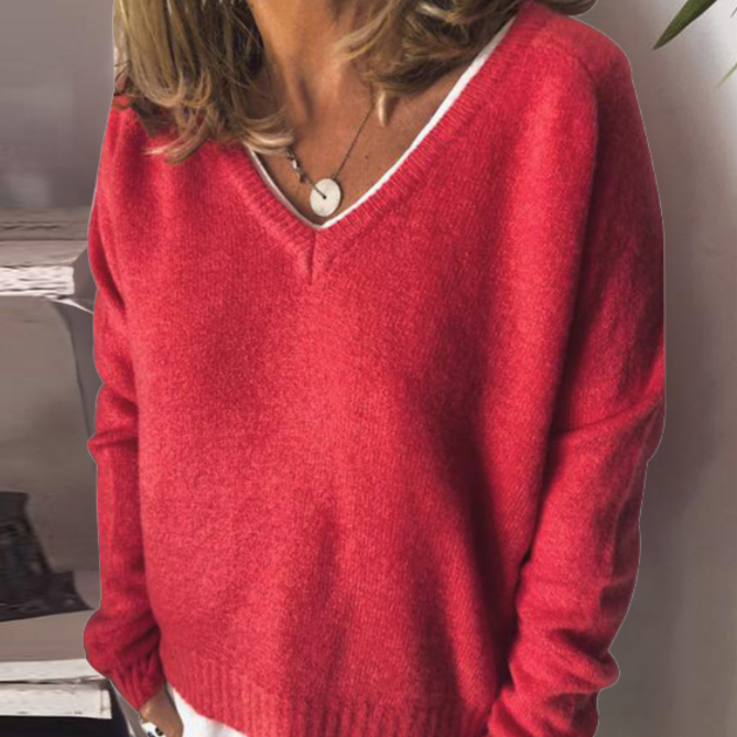Nataly | Cozy Oversized V-Neck Sweater