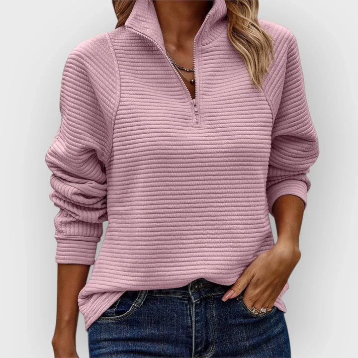 Alana | Sleek Stand Collar Half-Zip Pullover