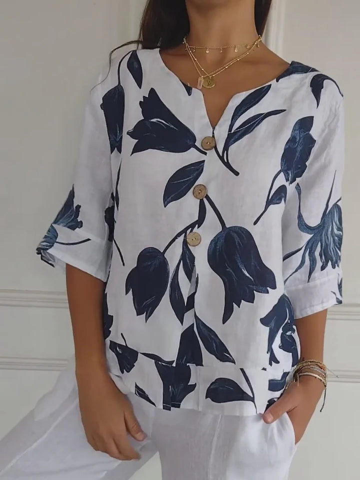 Sarah | Floral V-Neck Blouse
