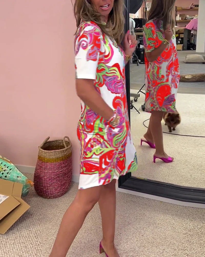 Elodie | Stylish Bold Print Midi Dress