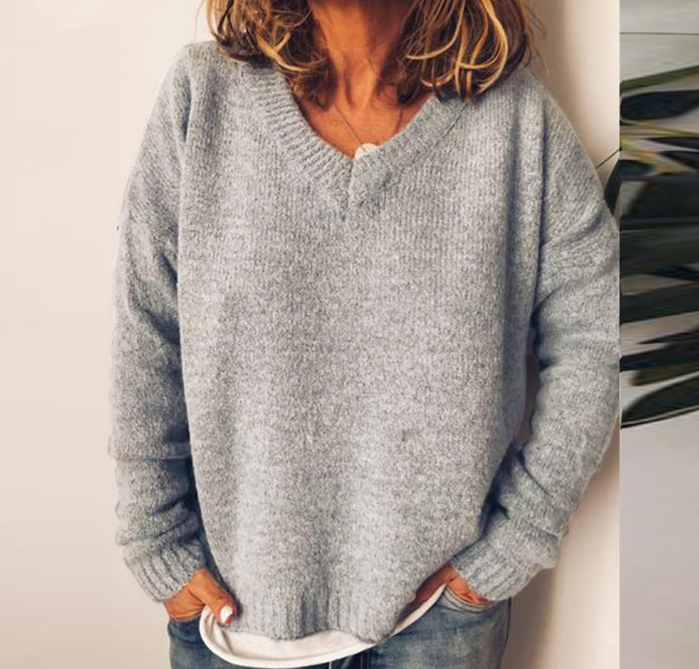 Nataly | Cozy Oversized V-Neck Sweater