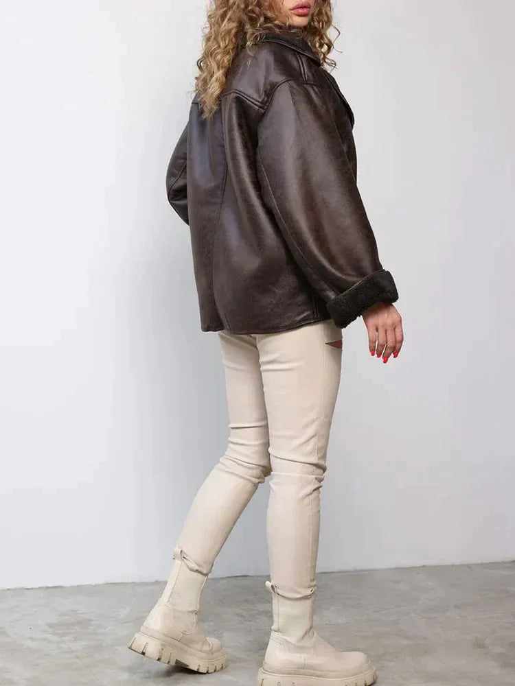 Lara | Women's leather jacket with lambskin lining