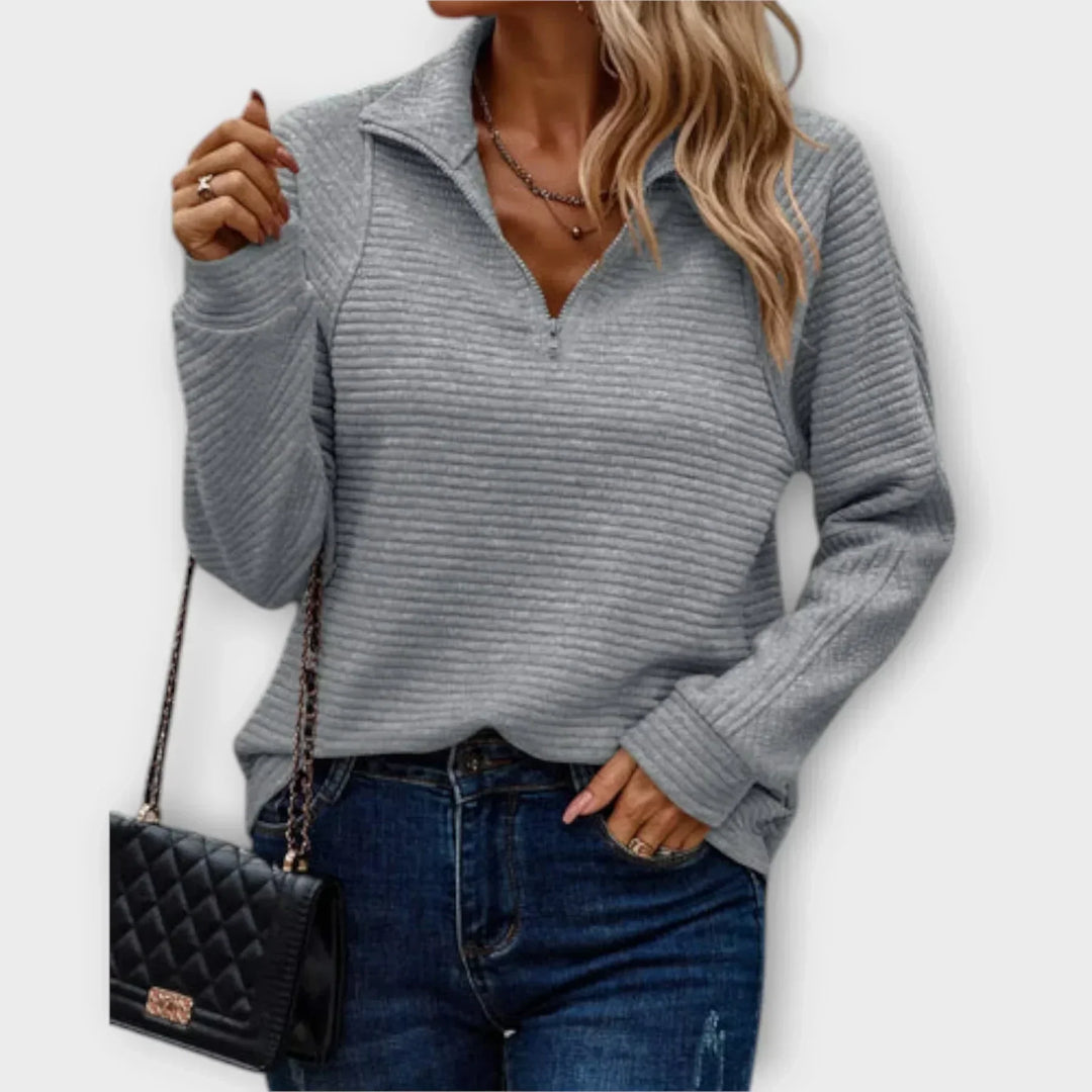 Alana | Sleek Stand Collar Half-Zip Pullover