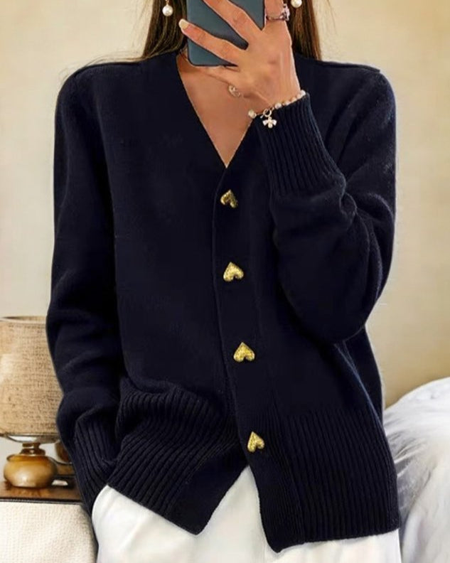Casey | Elegant Heart Button Cardigan
