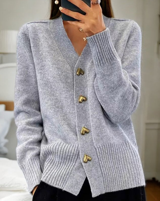 Casey | Elegant Heart Button Cardigan