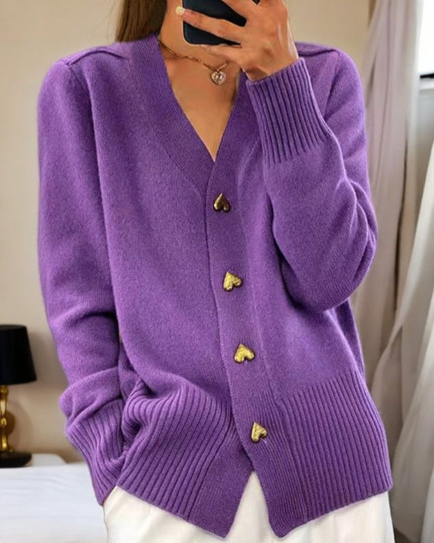 Casey | Elegant Heart Button Cardigan