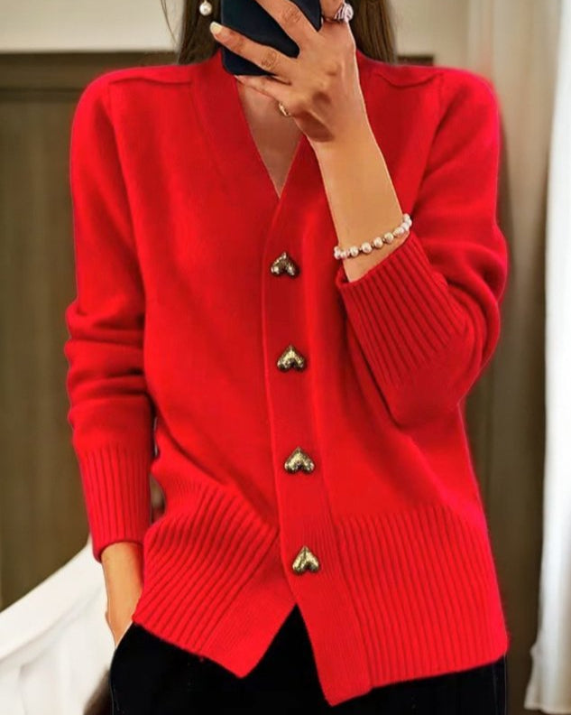 Casey | Elegant Heart Button Cardigan