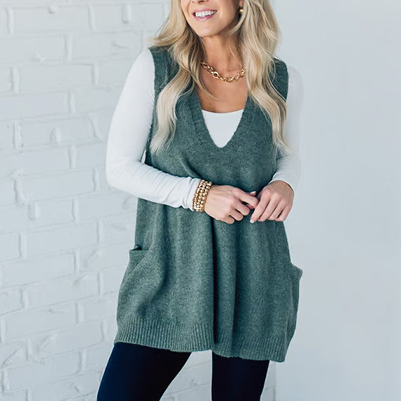 Diana | Cozy Pocket Sweater Vest