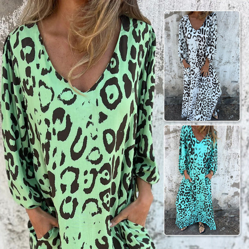 Lillian | Bold Leopard V-Neck Dress