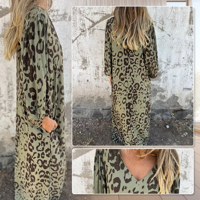 Lillian | Bold Leopard V-Neck Dress