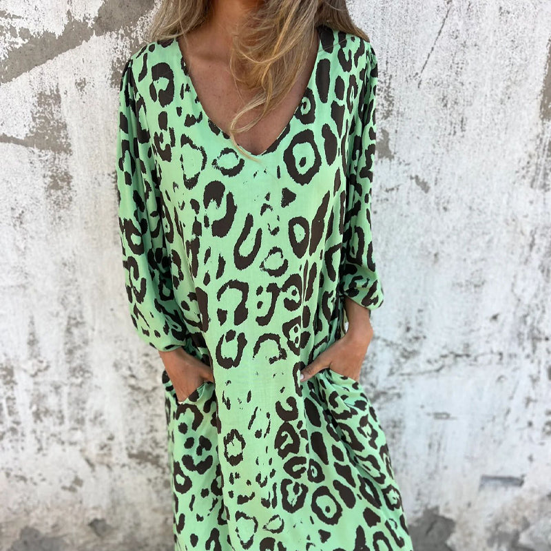 Lillian | Bold Leopard V-Neck Dress